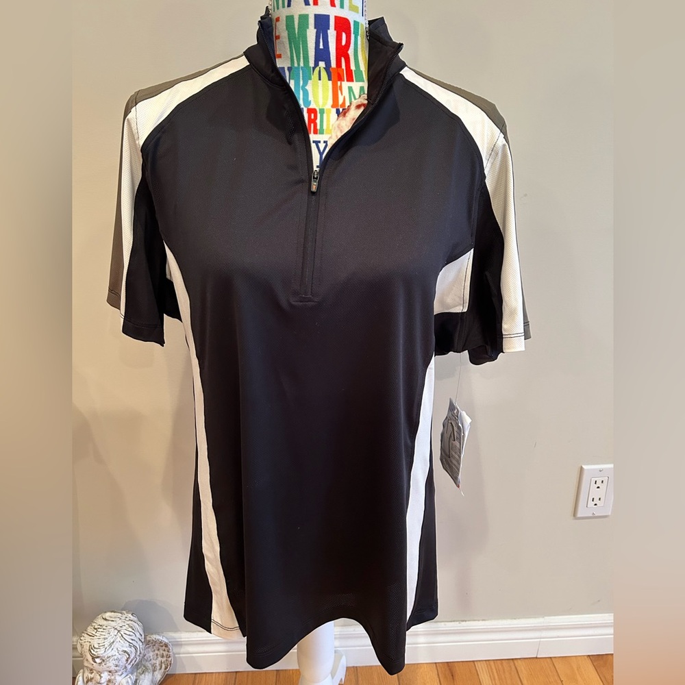 NWT Kerrits Black,White and Green Quarter-Zip Equestrian/Athletic Top